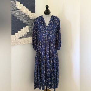 Apiece Apart Navy Floral Long Sleeve Dress